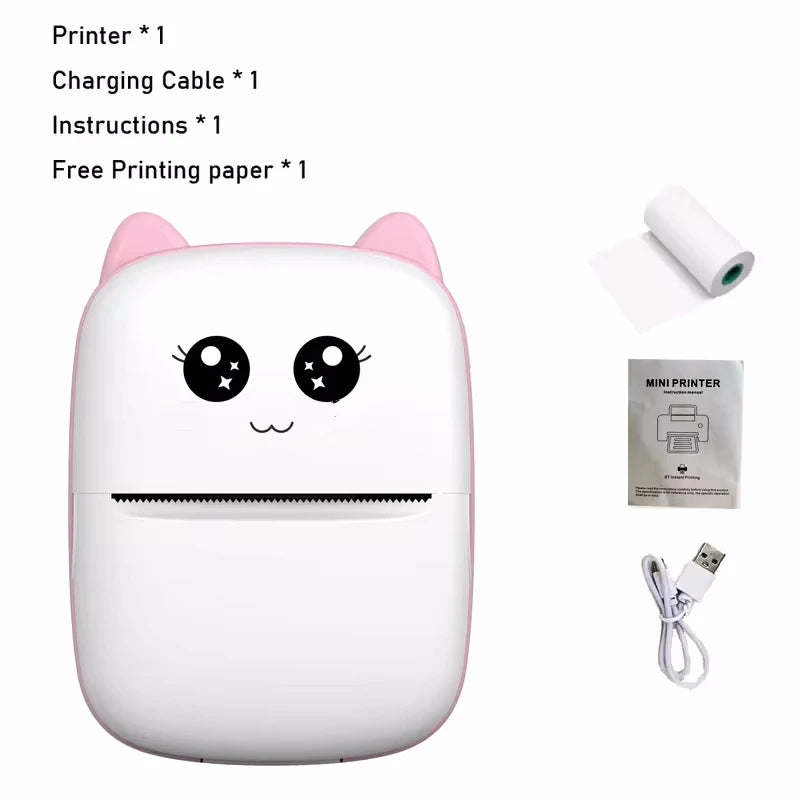 Mini CAT portable thermal printer print photo pocket thermal label printer 58mm printing wireless Bluetooth Android iOS printers