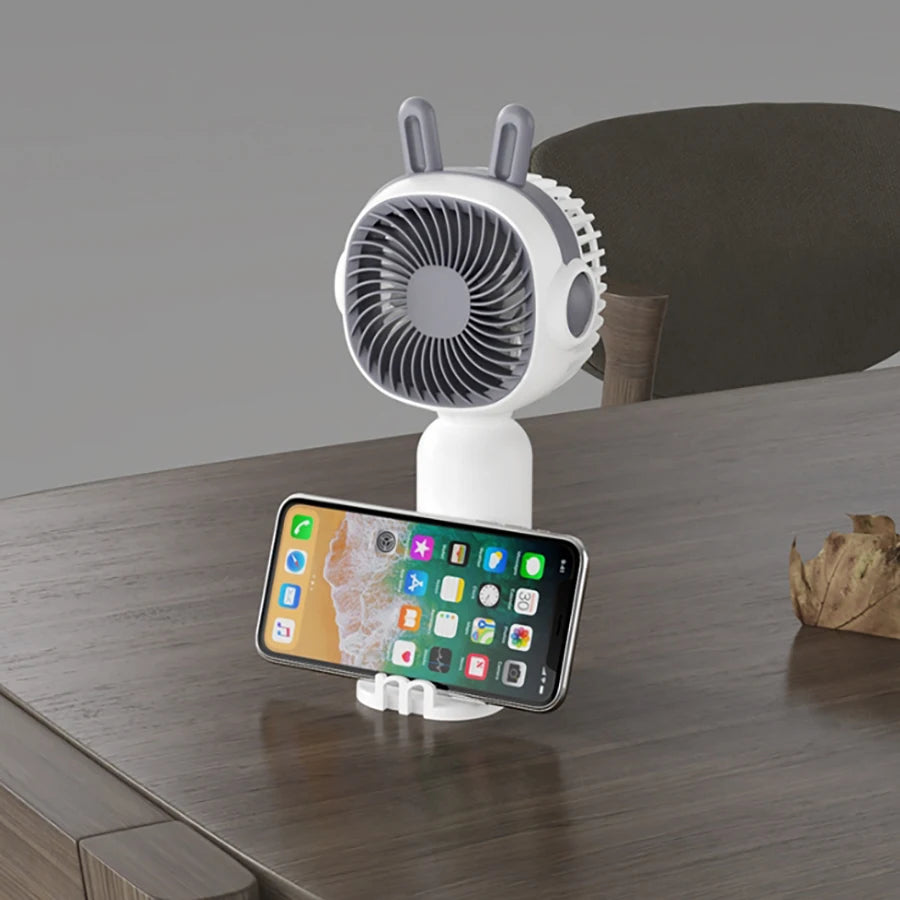 Mini Portable Fan, Small and Powerful, Cute Design Personal Handheld fan and Desktop with Base, Lightweight USB Rechargeable