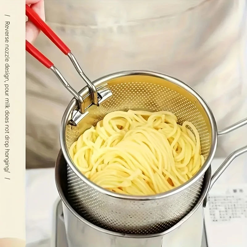 Kitchen Deep Frying Pot  Stainless Steel Deep Fried Pot with Removable Oil Filter Basket Tempura French fries Fryer Pan