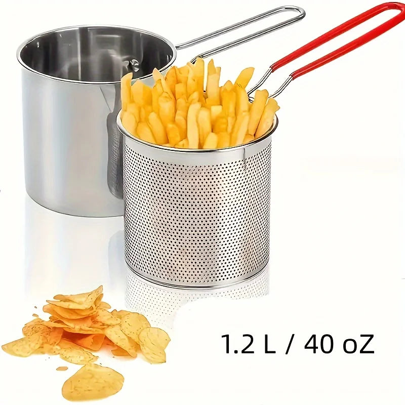 Kitchen Deep Frying Pot  Stainless Steel Deep Fried Pot with Removable Oil Filter Basket Tempura French fries Fryer Pan